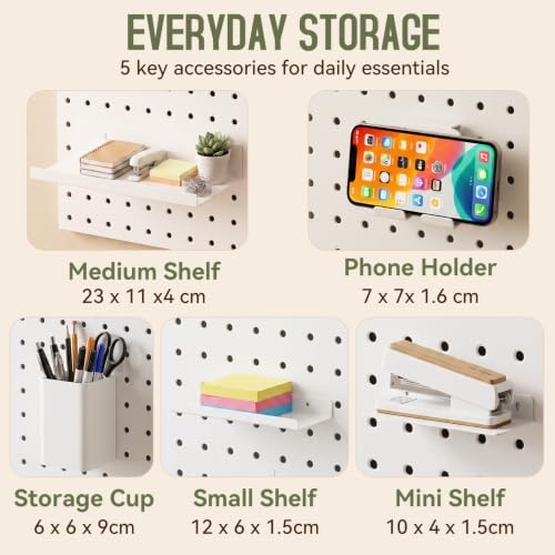 Magnetic Metal Pegboard Wall Organizer Kit, 4 Pack 10 x 10 in Panels White - Image 6