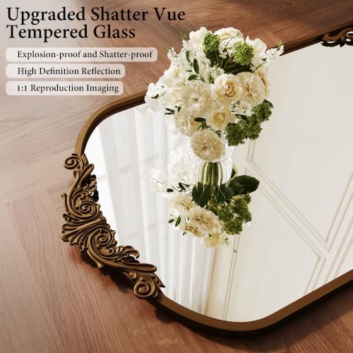 Koonmi Vintage Wall Mirror, 38“x26” Arched Antique Mirror - Image 2