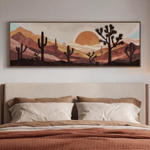 Framed Long Narrow Boho Desert Landscape Horizontal Wall Art, 60x20 Inch - Image 4