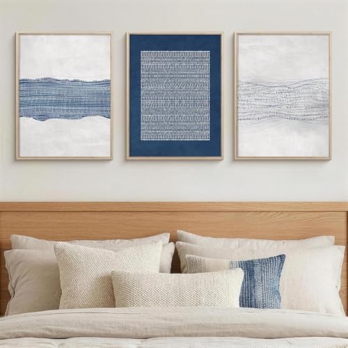 Aryroi Navy Blue and White Abstract Framed Canvas Wall Art Set- 12"x16"x3 - Image 5