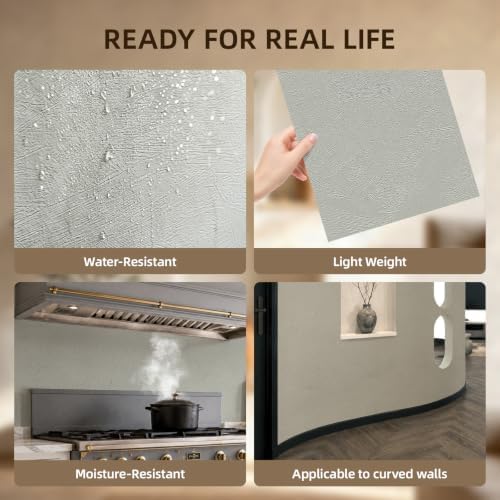 WADILE Peel and Stick Concrete Wall Panels, 11.8" x 23.6" PVC Faux Cement Wall - Image 5
