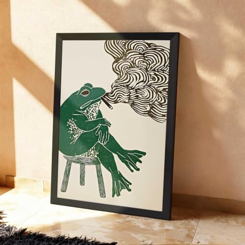 Black Framed Smoking Frog Canvas Wall Art 24x36in - Image 6