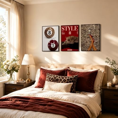 Red Cheetah Wall Decor Prints Leopard Pictures Aesthetic Poster Preppy Art - Image 6