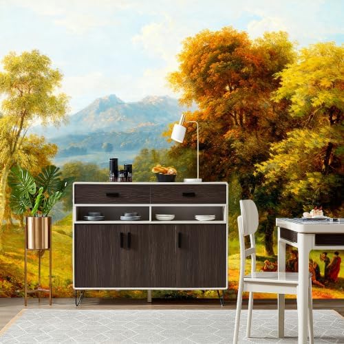 Colorful Autumn Forest Scenery Oil Painting Style self-Adhesive Mural - Image 4
