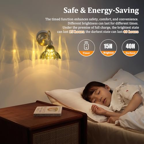 Shenmoyl Battery Operated Wall Sconce Set of 2, Vintage Rechargeable Wall Lights - Image 5