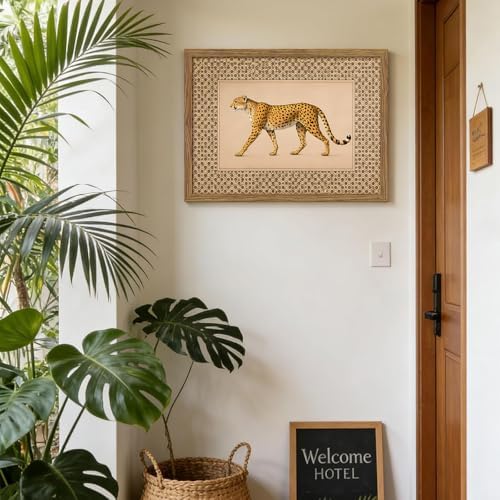 Vintage Framed Cheetah Canvas Wall Art Trendy Leopard Pictures 16×24 Inch - Image 3