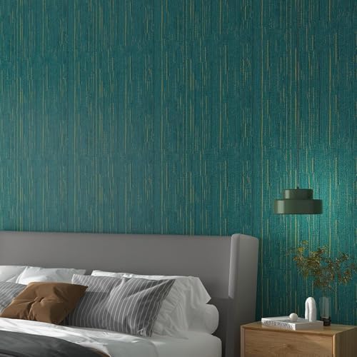 Decotalk Grasscloth Peel and Stick Wallpaper Teal Grasscloth Vinyl Textured by Decotalk