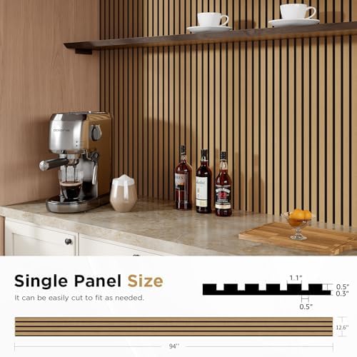 SMARTSTANDARD Wood Slat Acoustic Wall Panels 4 Pack 94"x12.6" American Oak - Image 2