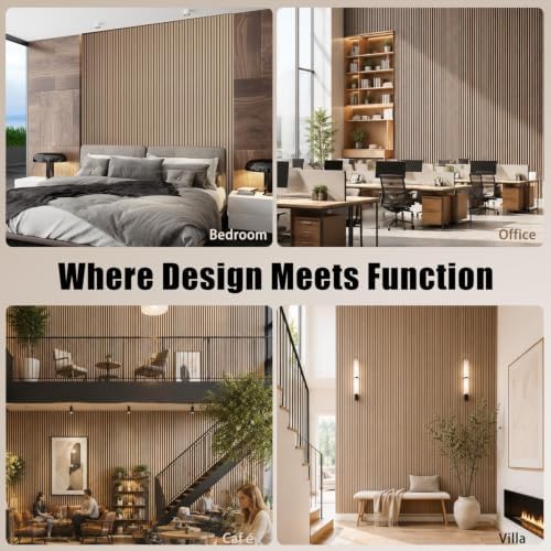 RITOLLO Wood Panels for Wall, 4 Pack Wood Slat Acoustic Panels, 118 x 11 in 3D - Image 6