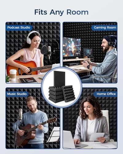 GUERRI 24 Pack Acoustic Foam Panels 12" x 12" x 3.2" Pyramid Design Sound Proof - Image 3