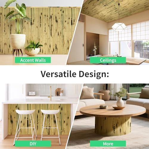 AMZDEPOT Natural Bamboo Wall Panel, 48 x 96 Inch, Light Burned - Image 4