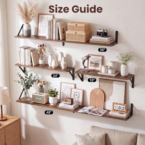 16x6 Inch Walnut Shelves for Wall - Image 6