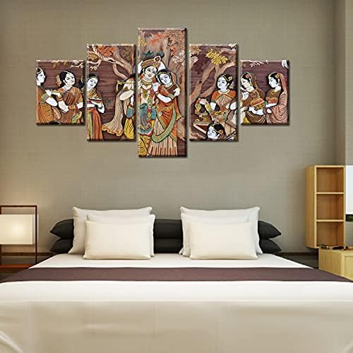 DJSYLIFE Radha Krishna Canvas Wall Art, Indian God - Image 3