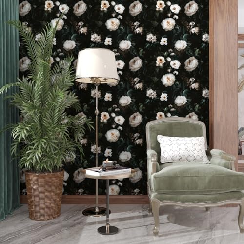 White Vintage Floral Peel and Stick Wallpaper 17.5" x 118" - Image 3