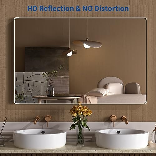 WEER Brushed Nickel Bathroom Vanity Mirror 55X30 Inch - Image 2