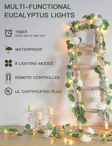 suddus 33FT 100LED Eucalyptus Garland Vines - Image 2