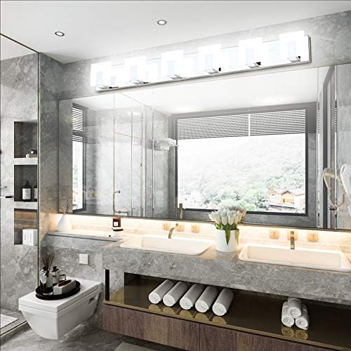 Aipsun 6 Lights Modern LED Bathroom Vanity Light Acrylic Stainless Steel Chrome - Image 4