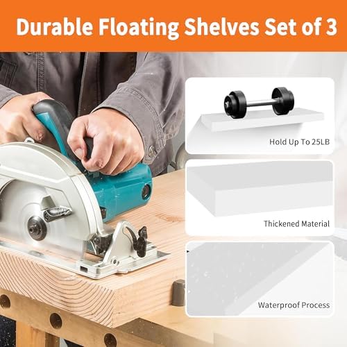 White Floating Shelves for Wall Set of 3 - Image 4