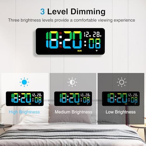 XREXS 12.2 Inch Digital Wall Clock WiFi Sync - Image 5