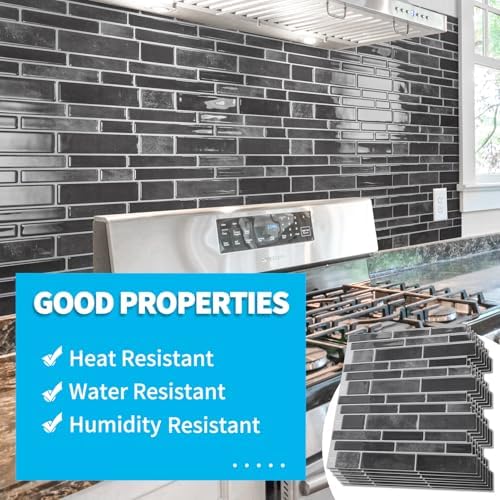 Art3d Marble Peel and Stick Backsplash, Smoky Black - Image 2