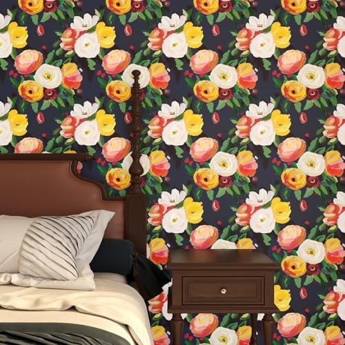 17.7" x 118" Boho Floral Peel and Stick Wallpaper Vintage Flower Contact Paper - Image 5