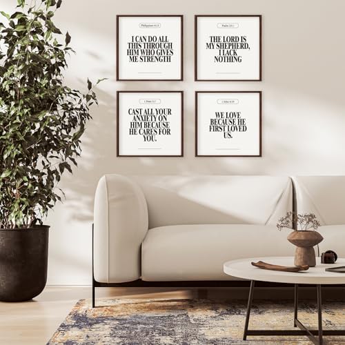 Locomiss Black and White Christian Modern Bible Verse Wall Art Decor 10x10 - Image 3