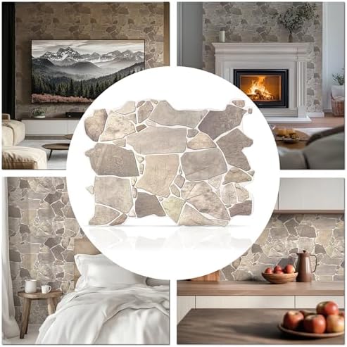 3D Faux Stone Wall Panels, Wild Boulder, Covers 43.3 Sq Ft by ConcordWallcoverings