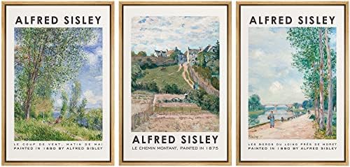 MUDECOR Framed Canvas Print Wall Art Set Alfred Sisley Watercolor Landscapes by MUDECOR