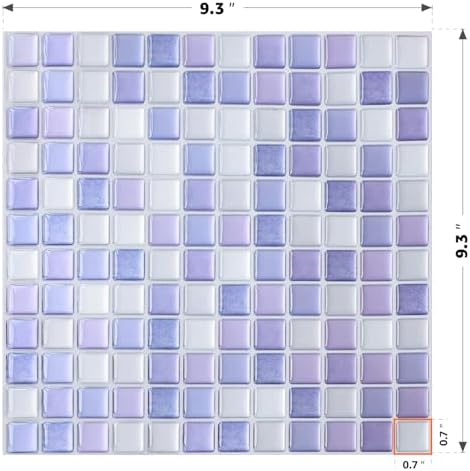 Yoillione 3D Mosaic Tile Sticker Removable Wallpaper Tile Purple, 3D Self - Image 2