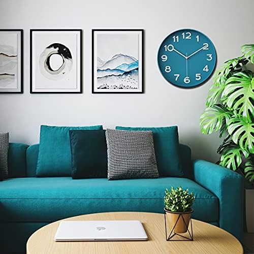 HZDHCLH 12 inch Blue Wall Clocks Battery Operated, Small Silent Non Ticking - Image 3