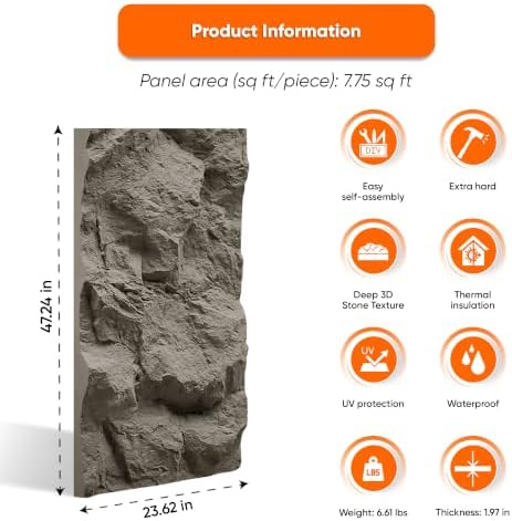 IZODEKOR PU Wall Panels Stone Look 24x48 in | 1.97 in Thick | 3D Wall Panels - Image 2