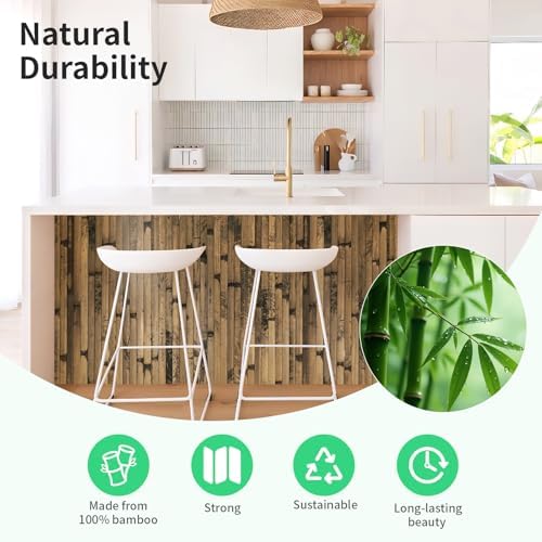 AMZDEPOT Natural Bamboo Wall Panel, 48 x 96 Inch, Dark Burned - Image 3