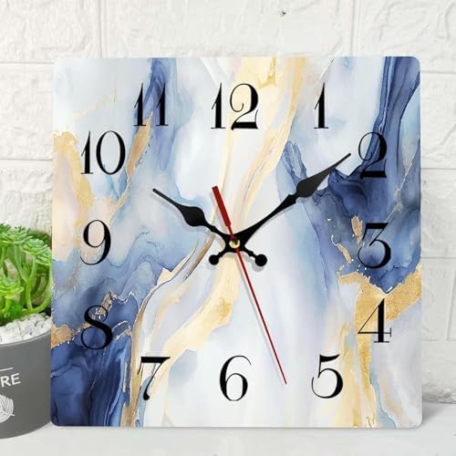 ArtSocket Square Wall Clock Silent Non-Ticking 10" Abstract Marble by ArtSocket