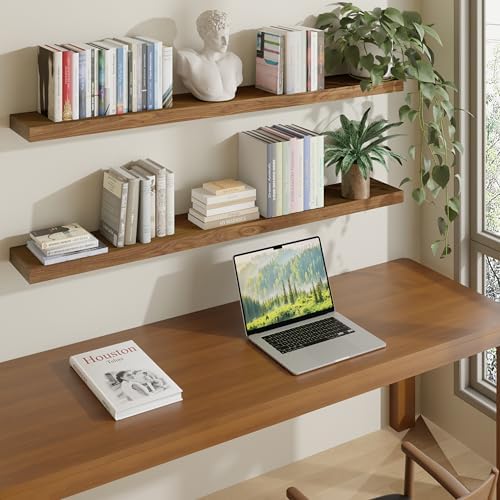 ROGMARS 48 Inches Long Walnut Floating Shelves - Image 3