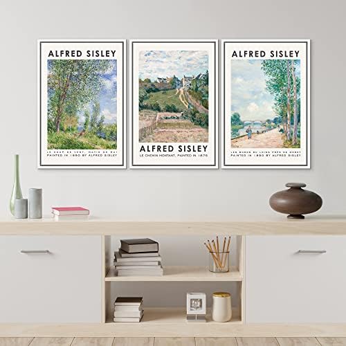 MUDECOR Framed Canvas Print Wall Art Set Alfred Sisley Watercolor Landscapes - Image 4