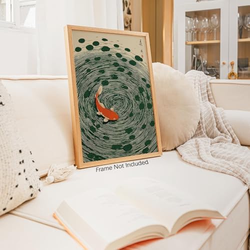 Japanese Koi Fish Poster Oriental Asian Lucky Carp Canvas Wall Art Vintage - Image 4