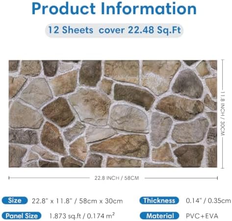 COMSTICKC 3D Faux Stone Wall Panels Peel and Stick Decorative Tiles - Image 5