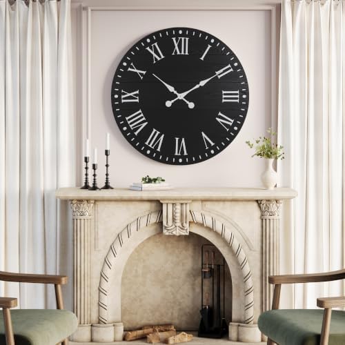 Large Wall Clock with Roman Numeral, 24” Shiplap Farmhouse Clock - Image 6