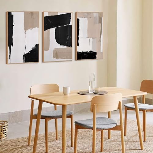 HLNIUC Large Abstract Neutral Framed Canvas Wall Art, Minimalist Textured Block - Image 5