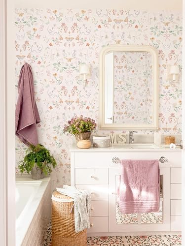 Peel and Stick Wallpaper for Nursery Pink Cute Bow Leaf Waterproof - Image 5