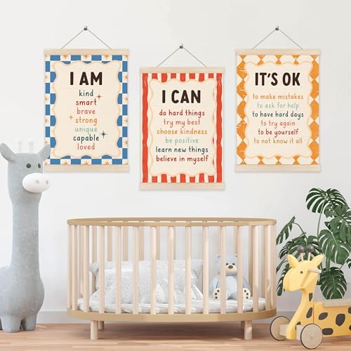 Koesus Inspirational Classroom Checkered Striped Wall Art Poster Hanger Frame - Image 3