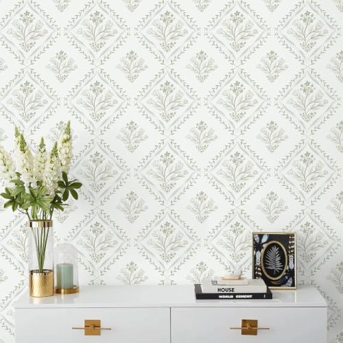 Kitico Peel and Stick Retro Bohemian Wallpaper Light Beige Contact Paper Flower - Image 3