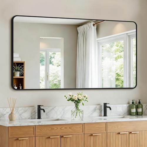Vanity Bathroom Mirror, 30”x55” Black Bathroom Mirror by LawadaMirror