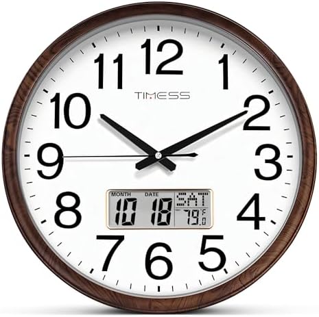 TIMESS 11-Inch Silent Non-Ticking Analog Wall Clock, Wood Brown by TIMESS
