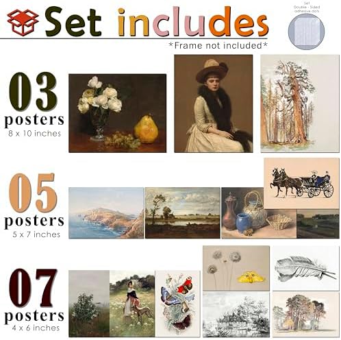 LANCHI95 15 Pcs Unframed Vintage Eclectic Art - Image 2