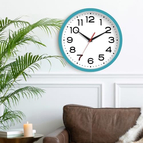 Roymnie 8 Inch Small Wall Clock, Battery Operated Silent Non Ticking Blue - Image 3