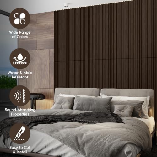 RITOLLO 8 Pack Wood Slat Wall Panels, 62 Sq Ft Coverage, Dark Walnut - Image 3