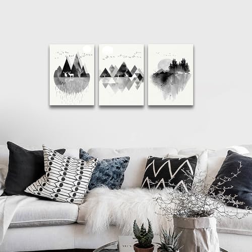 Lapremoly Black And White Geometry Paintings Wall Art - Image 3