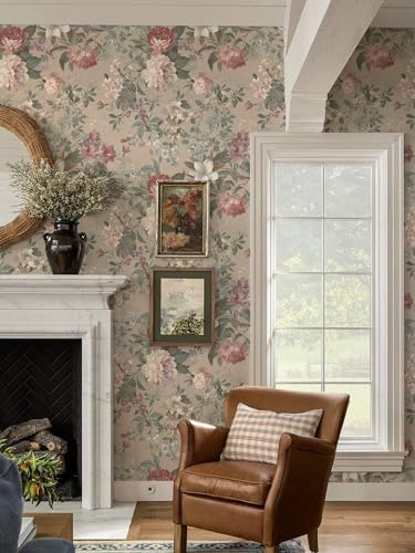 Ismoon Floral Wallpaper Peel and Stick Vintage Brown Contact Paper - Image 5