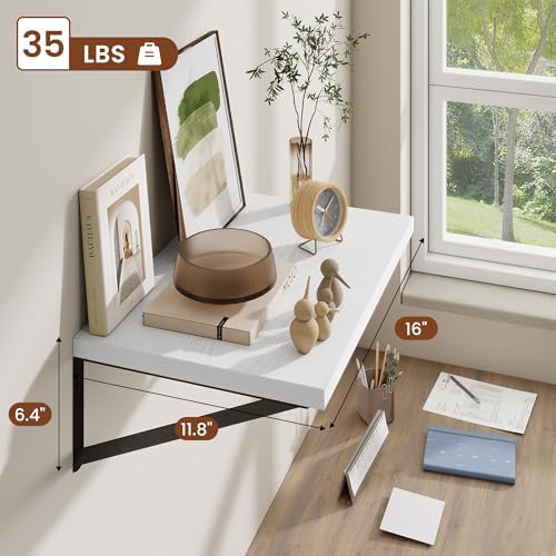 Deep Wall Shelves 16"W x 12"D Engineered Wood Floating Shelves - Image 3